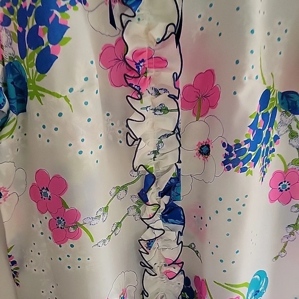 Vintage Dela Ann Loungewear House‎ Dress Button Up Floral Casual Mod Retro 60s